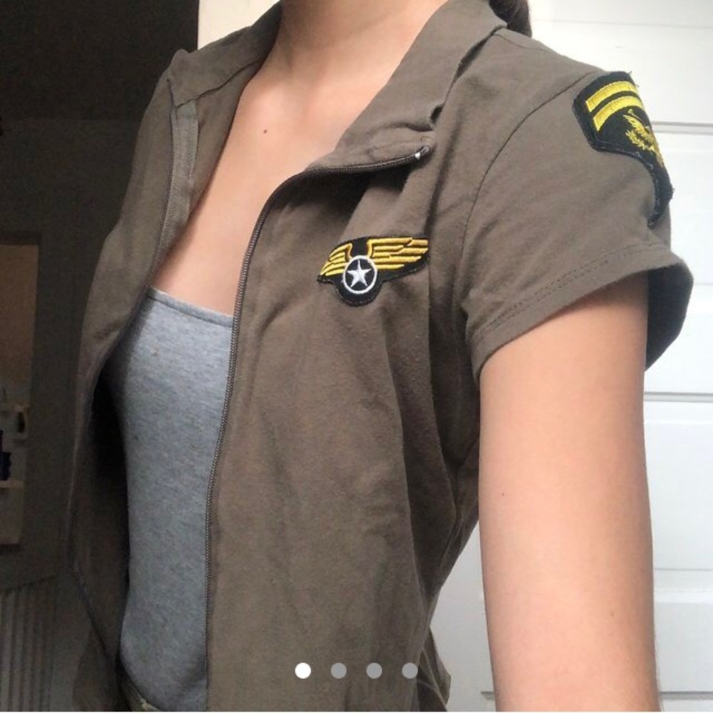 army badge zip-up top